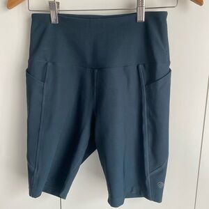 MPG Dark Teal High-Rise Bike Shorts with Side Pockets